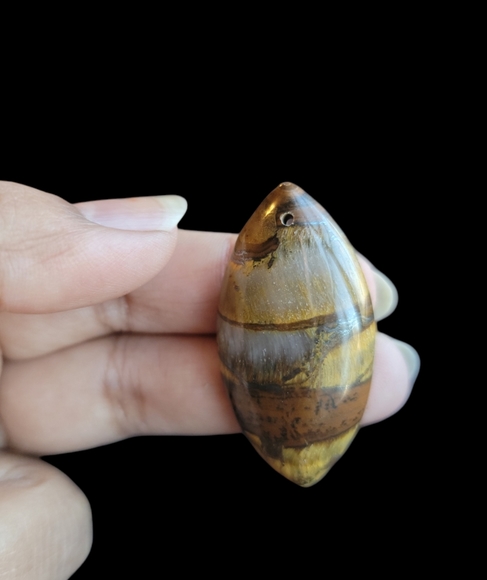 Brown Tiger Iron Gem Tone Oivary Pendant beads 7mm - Picture 2 of 5